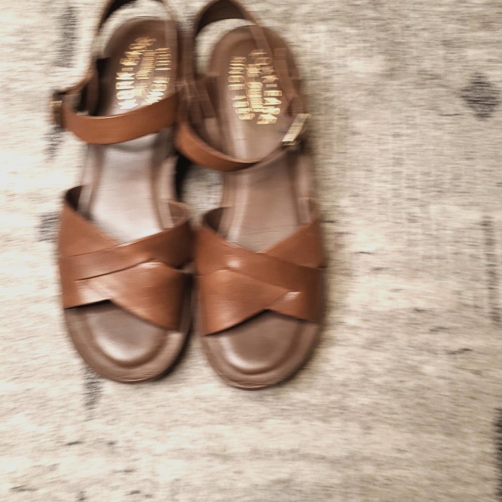 The Original Kork-Ease Brown Leather Platform Sandals size 8/39